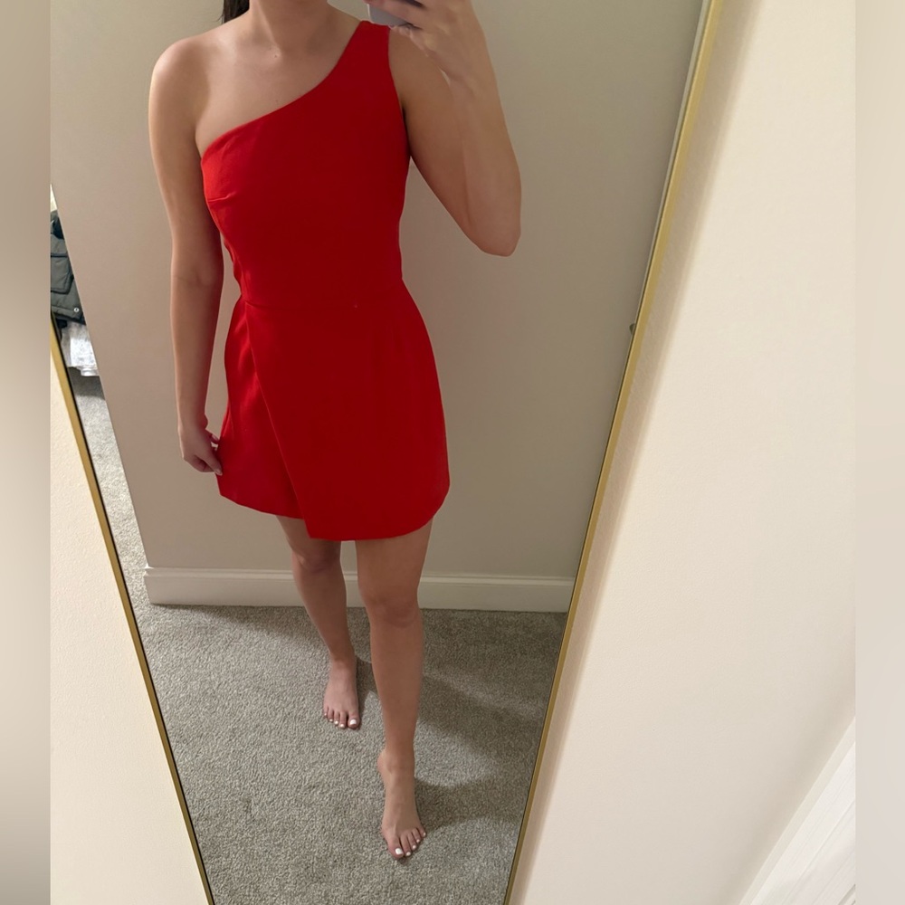 NWT Red French Connection One Shoulder Mini Dress Size 8